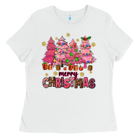 White pink christmas trees Ladies Tee - AdoDesignShop