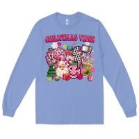 Colony Blue retro pink christmas vibes Long Sleeve Tee - MaliasSmallBusiness