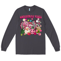 Smoke retro pink christmas vibes Long Sleeve Tee - MaliasSmallBusiness