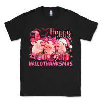 Black Happy Hallothanksmas Pigs pink Classic Tee - NancyCooperArtShop