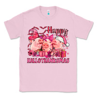 Bubblegum Pink Happy Hallothanksmas Pigs pink Classic Tee - NancyCooperArtShop