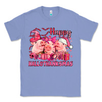 Colony Blue Happy Hallothanksmas Pigs pink Classic Tee - NancyCooperArtShop