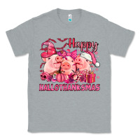 Heather Grey Happy Hallothanksmas Pigs pink Classic Tee - NancyCooperArtShop