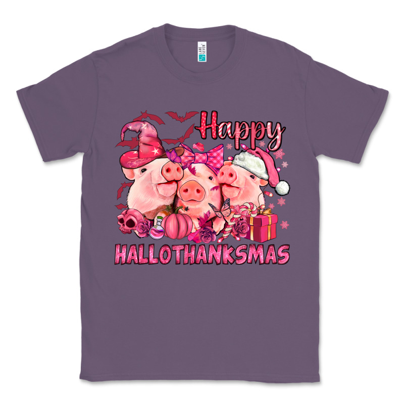 Happy Hallothanksmas Pigs Pink Classic Tee by NancyCooperArtShop | Teevron