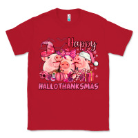 Red Happy Hallothanksmas Pigs pink Classic Tee - NancyCooperArtShop