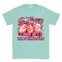 Seafoam Happy Hallothanksmas Pigs pink Classic Tee - NancyCooperArtShop