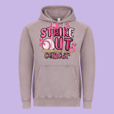 Strike Out Cancer Baseball Vintage Hoodie Designed By Maliassmallbusiness