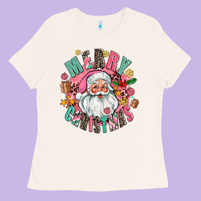 Merry Christmas Santa Ladies Tee Designed By Adodesignshop