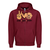 Burgundy Peace Love Golden Zipper Hoodie - Bettercallsaul