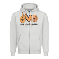 Dove Grey Peace Love Golden Zipper Hoodie - Bettercallsaul
