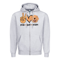 Heather Grey Peace Love Golden Zipper Hoodie - Bettercallsaul