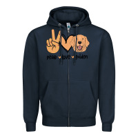 Navy Peace Love Golden Zipper Hoodie - Bettercallsaul