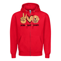 Red Peace Love Golden Zipper Hoodie - Bettercallsaul