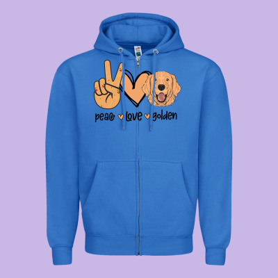 Peace Love Golden Zipper Hoodie Designed By Bettercallsaul