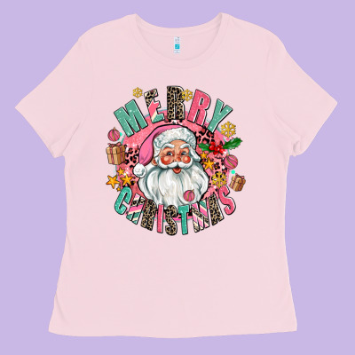 Merry Christmas Santa Ladies Tee Designed By Adodesignshop