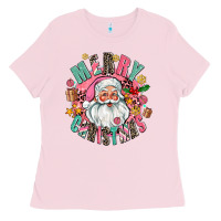 Bubblegum Pink merry christmas santa Ladies Tee - AdoDesignShop