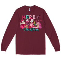 Burgundy pink christmas coffee cups Long Sleeve Tee - MaliasSmallBusiness