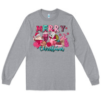Heather Grey pink christmas coffee cups Long Sleeve Tee - MaliasSmallBusiness