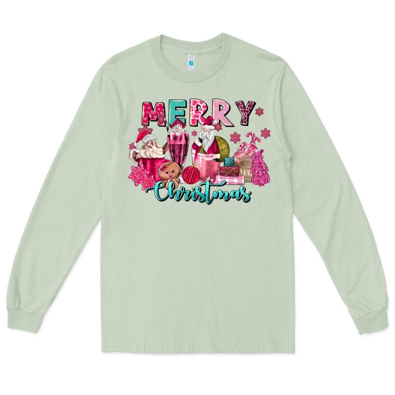 Pink Christmas Coffee Cups Long Sleeve Tee by MaliasSmallBusiness | Teevron
