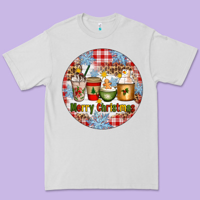 Merry Christmas Coffee Cups Premium Tee Designed By Artiststas