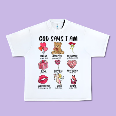 God Says I Am Valentine's Day Urban Heavy Tee Designed By Maliassmallbusiness