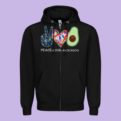 Peace Love Avocados Zipper Hoodie Designed By Bettercallsaul