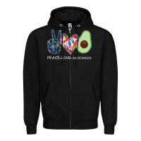 Black PEACE LOVE AVOCADOS Zipper Hoodie - Bettercallsaul