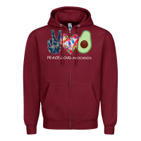 Burgundy PEACE LOVE AVOCADOS Zipper Hoodie - Bettercallsaul
