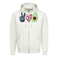 Oatmeal Heather PEACE LOVE AVOCADOS Zipper Hoodie - Bettercallsaul