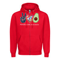Red PEACE LOVE AVOCADOS Zipper Hoodie - Bettercallsaul