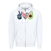 White PEACE LOVE AVOCADOS Zipper Hoodie - Bettercallsaul