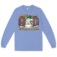 Colony Blue With God all things are possible with snowman Long Sleeve Tee - NancyCooperArtShop