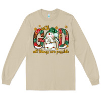 Mushroom With God all things are possible with snowman Long Sleeve Tee - NancyCooperArtShop
