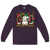 Plum With God all things are possible with snowman Long Sleeve Tee - NancyCooperArtShop