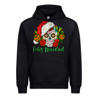 Black Feliz Navidad Skull Urban Hoodie - BundleAndBundleShop