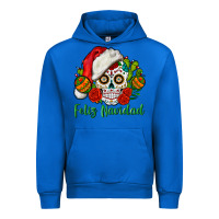 Cobalt Feliz Navidad Skull Urban Hoodie - BundleAndBundleShop