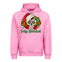 Fuchsia Pink Feliz Navidad Skull Urban Hoodie - BundleAndBundleShop