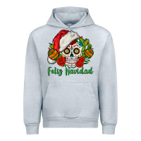 Heather Grey Feliz Navidad Skull Urban Hoodie - BundleAndBundleShop