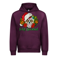 Mauve Wine Feliz Navidad Skull Urban Hoodie - BundleAndBundleShop