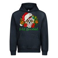 Navy Feliz Navidad Skull Urban Hoodie - BundleAndBundleShop