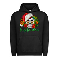 Pigment Black Feliz Navidad Skull Urban Hoodie - BundleAndBundleShop