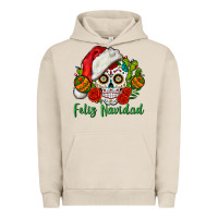 Pigment French Oak Feliz Navidad Skull Urban Hoodie - BundleAndBundleShop
