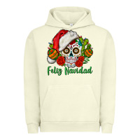 Pigment Pistachio Feliz Navidad Skull Urban Hoodie - BundleAndBundleShop