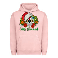 Pigment Salmon Feliz Navidad Skull Urban Hoodie - BundleAndBundleShop