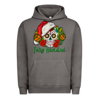 Pigment Tornado Feliz Navidad Skull Urban Hoodie - BundleAndBundleShop