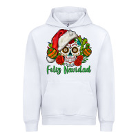 White Feliz Navidad Skull Urban Hoodie - BundleAndBundleShop