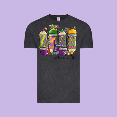 Mardi Gras Teacher Life Vintage Tee Designed By Maliassmallbusiness