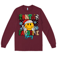 Burgundy santas favorite boy Long Sleeve Tee - MaliasSmallBusiness