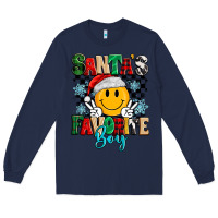 Navy santas favorite boy Long Sleeve Tee - MaliasSmallBusiness