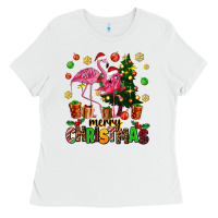 White flamingo merry christmas Ladies Tee - AdoDesignShop